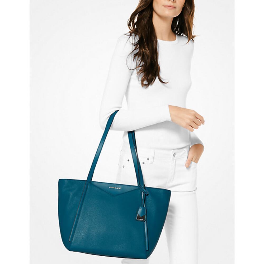 Michael Kors Whitney Large LeatherTeal Zippered Tote GUC